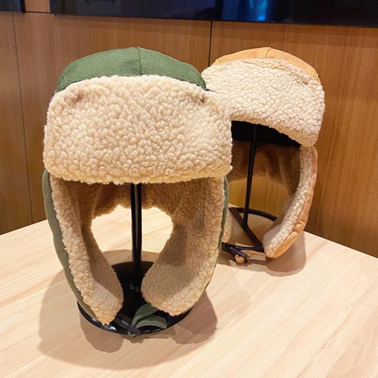 Lei Feng Hat Thickened Inner Lining Solid Color Buckle Closure Versatile Tarp Hat with Ear Protection Daily Clothing