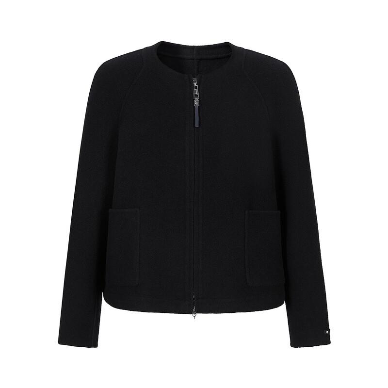 JUZUI Women's 100% Wool Round-Neck Short Coat