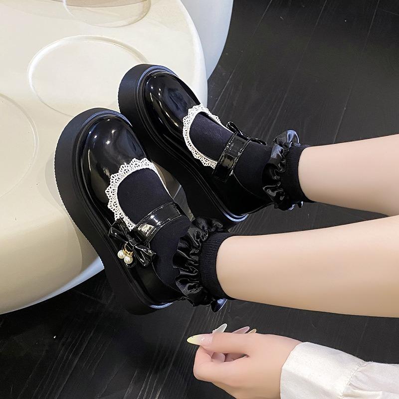 Fashion 2025 New Fashion Lace Women's Pumps Spring Autumn Mary Jane SHOES Sweet Butterfly Knot Platform Casual Lolita Ladies Shoes
