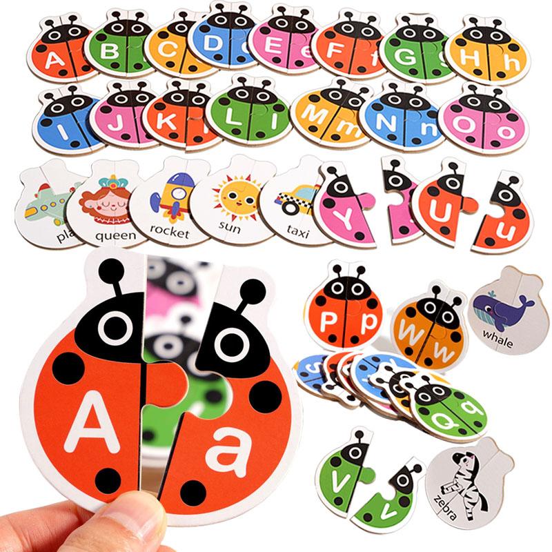 Alphabet Learning Puzzle Toys Matching Letter Game Montessori Wooden Educational Toys For Toddlers Preschool Learning Activities