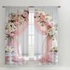 2 Pieces of Pink Rose Wedding Printed Curtains   Pole Bag Curtains 14*39   Home Decoration   Room Decoration