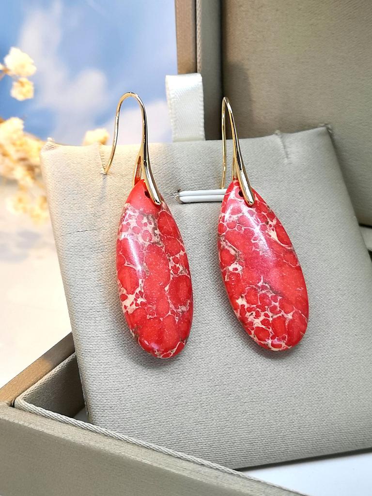 Bohemian Emperor Stone Droplet Pendant Earrings Natural Stone Jewelry Earrings for Women Vintage Luxury Boho Earring Jewelry