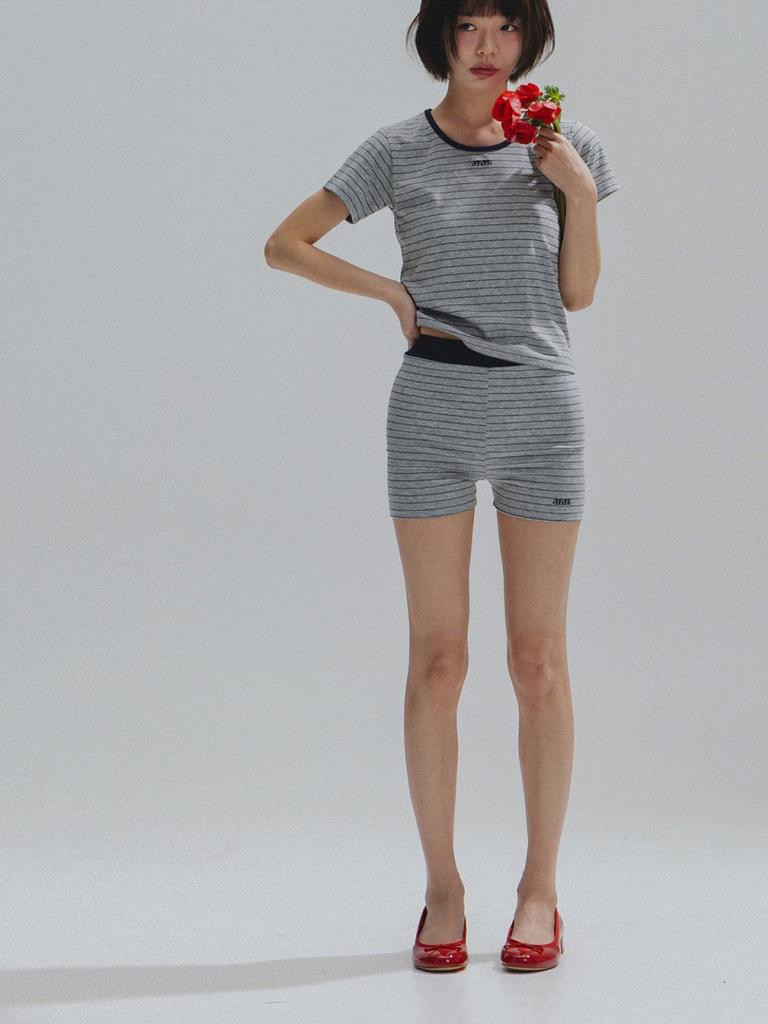 Aenhacheu Nostalgic Stripe Round Top_Grey