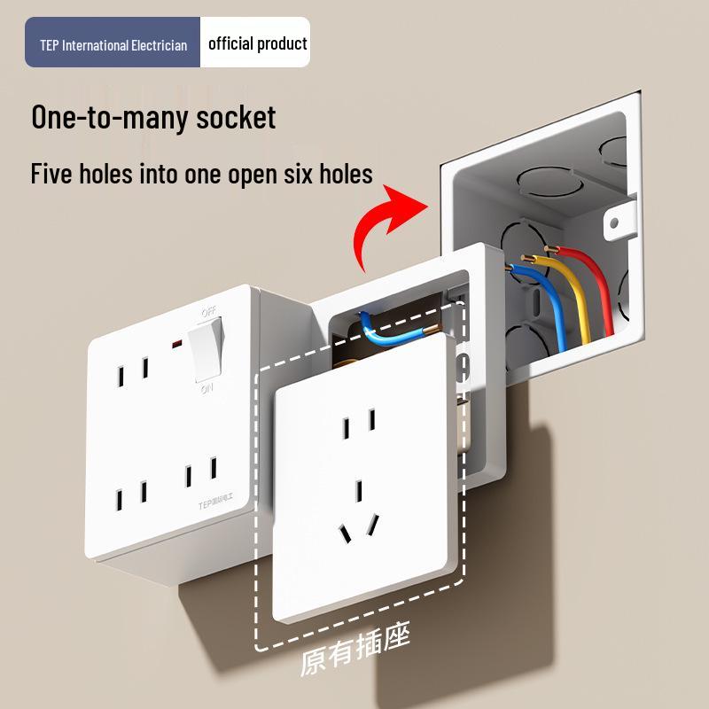 86 Type Multi-functional Five-Hole Wall Socket Converter with Switch and Power Strip