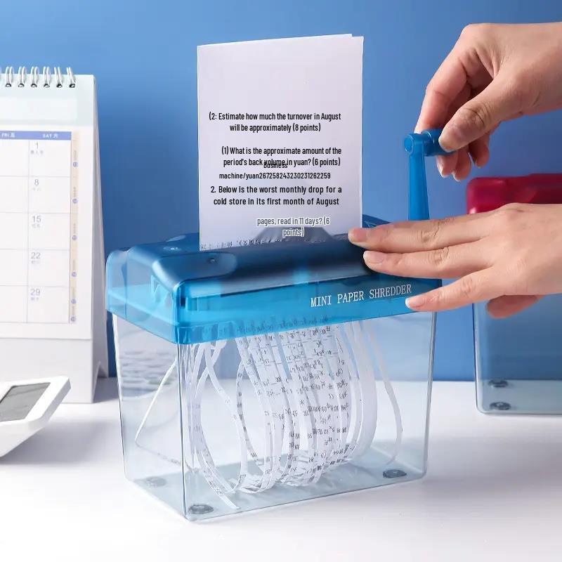 Silent Hand-Crank Paper Shredder: Portable, Strip-Cut for Home & Office Documents