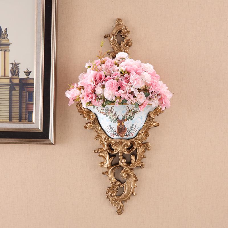 European Wall-Mounted Vase: Creative Resin Ornament for Retro Home Decor