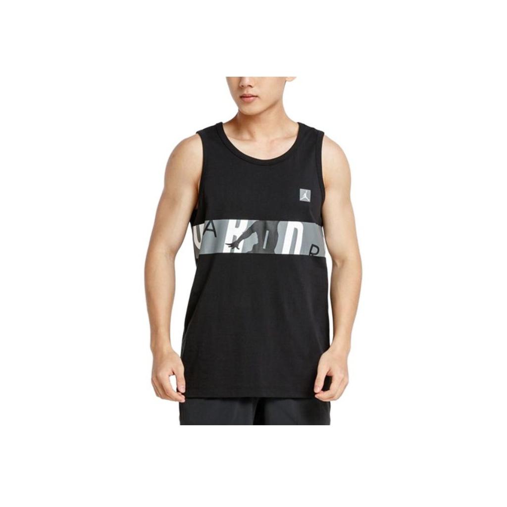Jordan Letter Logo Print Round Neck Basketball Training Sleeveless Vest Men Vests Black CD5651-010