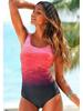 Tengwei Gradient Print Plus Size Sexy One-Piece Swimsuit for Women