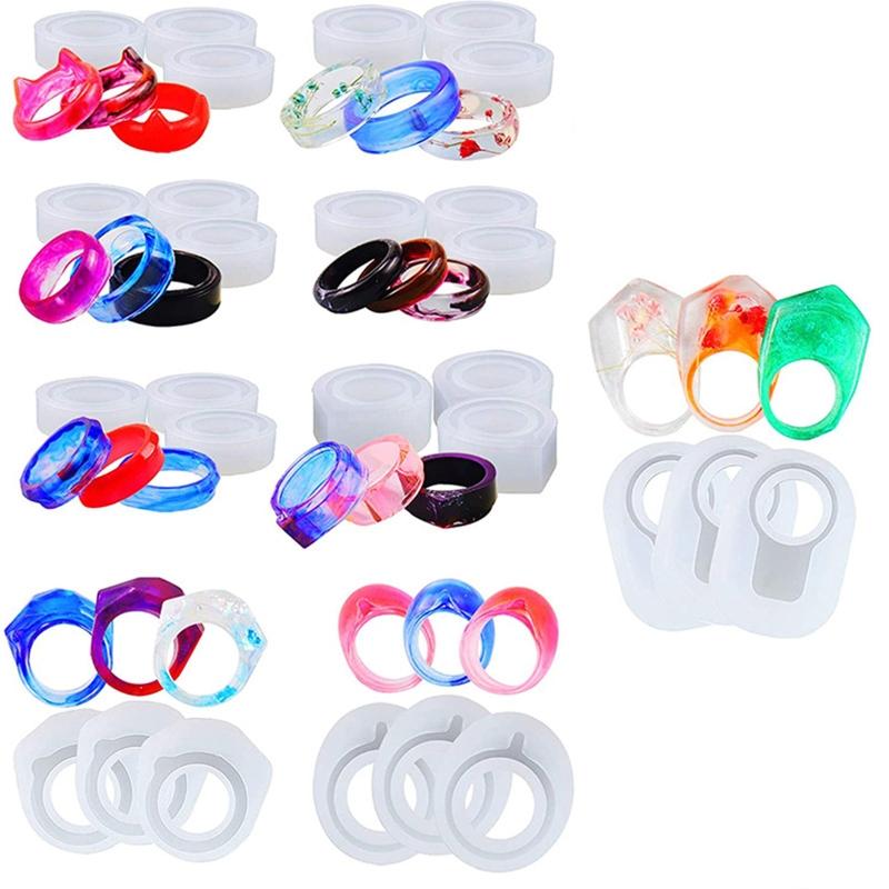 3pcs Ring Resin Molds For Jewelry Rings Silicone Casting Molds For DIY Rings Jewelry Silicone Mold Tools For Clay Epoxy Resin