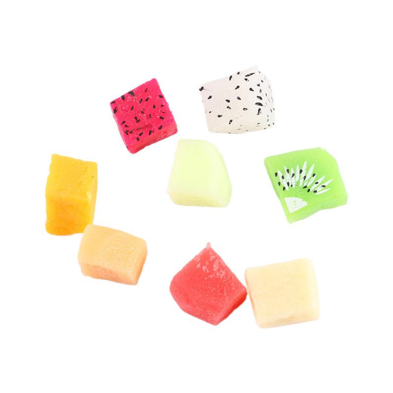 Mini Fruit Salad DIY Edible Toy: Mango, Pitaya, Kiwi Slices Simulation Cubes.