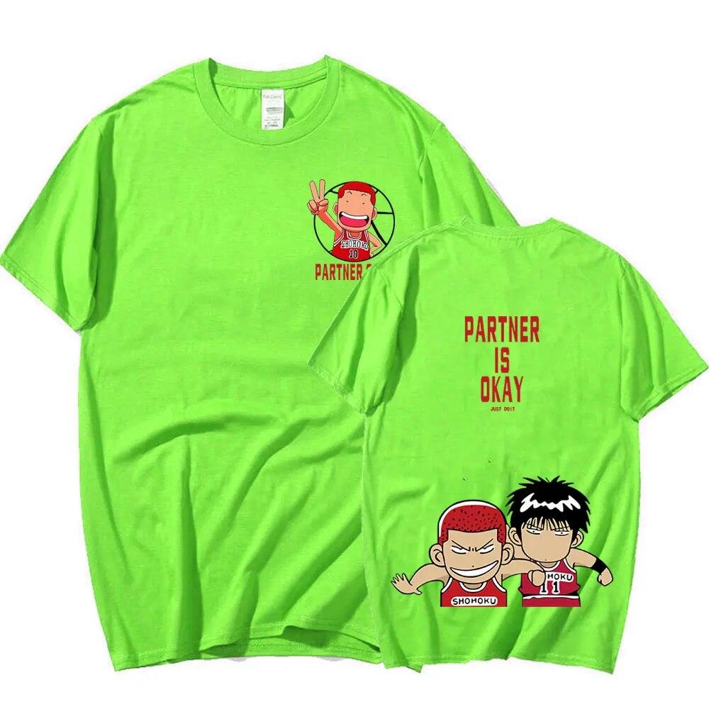 Hot Anime Slam Dunk Print T-Shirt Rukawa Kaede Sakuragi Hanamichi T Shirts Unisex Women Fashion Loose Oversized High Street T-shirt