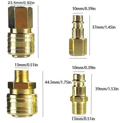 Brass Air Coupler and Plug Kit 10pcs Female Quick Release Coupler with 14''BSP FemaleMale Thread