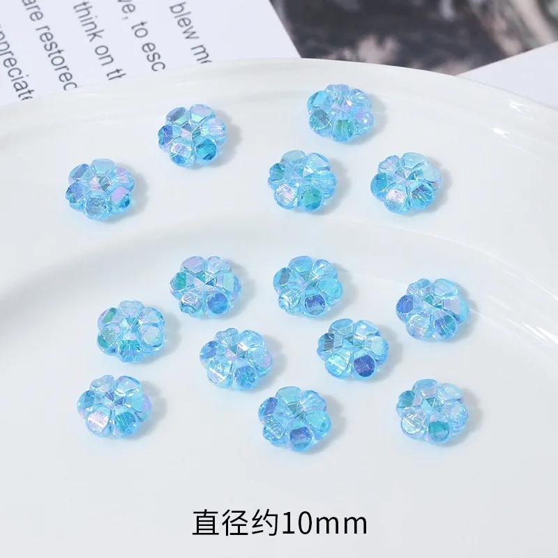 ZW10 50pcs 10mm Plating Color Flower Bright Acrylic Beads Spacer Beads Jewelry Making DIY Bracelet Exquisite Trend Wholesale