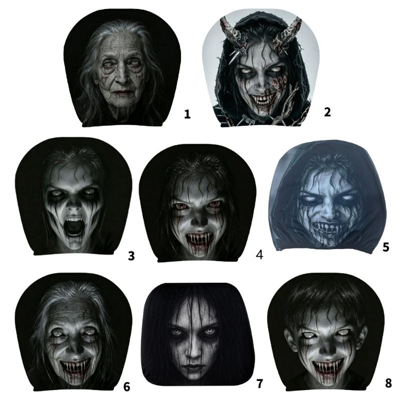 Prank Face Car Headrest Covers Unique Decors For Spooky Themed Interior Decors And Comfortable Neck Support