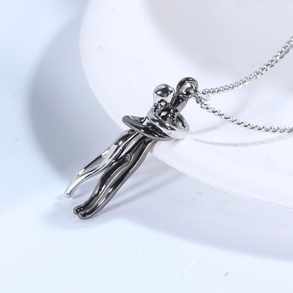 Punk Lovers Hug Necklace Hip Hop Wedding Chain Necklaces Couple Hugging Pendant Valentine's Day