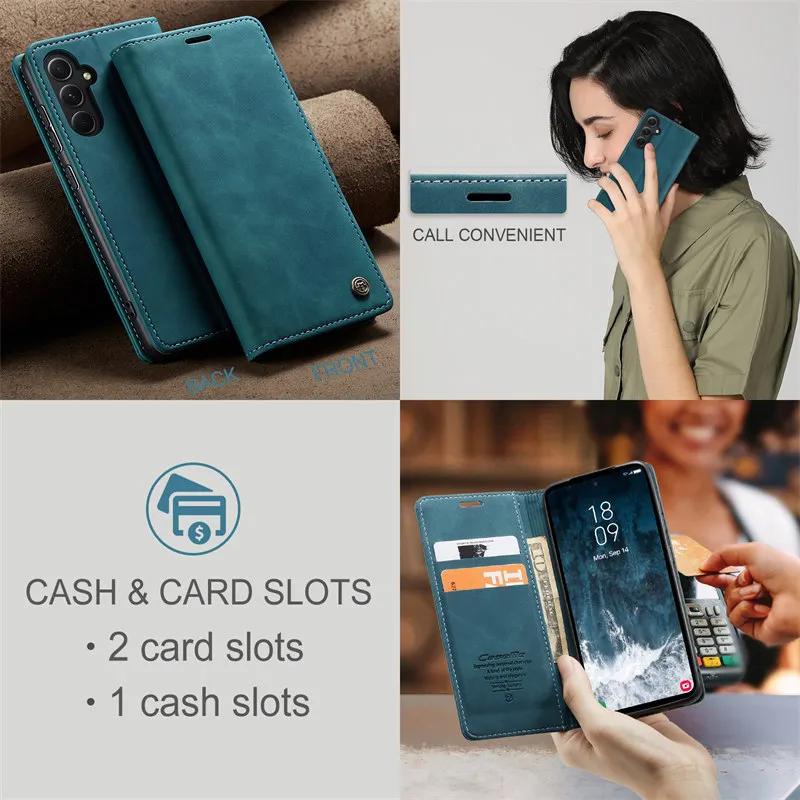 Magnetic Flip Leather Phone Case For Samsung Galaxy S25 Edge S24 FE S23 Plus S22 S21 Ultra S20 A36 A56 5G Wallet Card Cover Etui