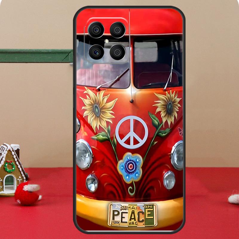 Hippie Peace Bus and Sunflower Case For Honor Magic 6 7 8 Pro Honor 400 200 70 90 Lite X8c X8b X9a X9b X9c X9d Win RT Cover