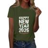 Women's Fashion 2026 New Year Printed Round Neck Short Sleeve Top
