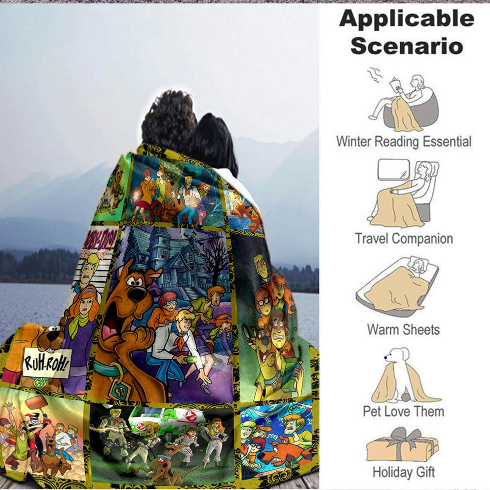 1Pc Scoobydoo Mystery Adventure Flannel Blanket, Soft And Comfortable, Casual Warm, Camping Travel, Christmas, Halloween Xmas Gift L1401