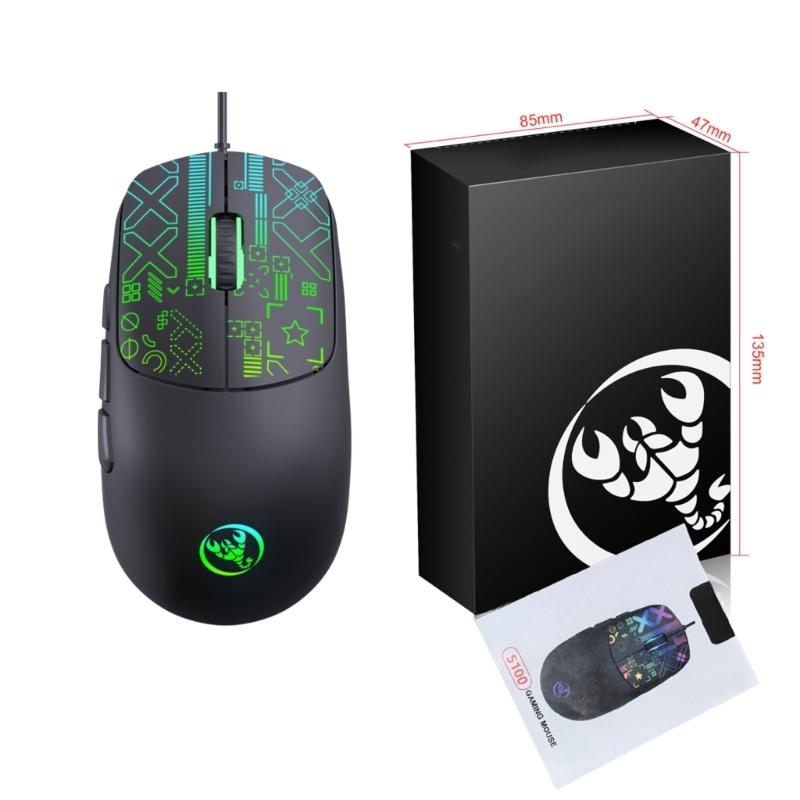6 Button RGBs Illuminates Corded Mouse 3600DPI Precisions Tracking For Gaming Office Use With AntiSlip Scroll Wheel