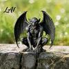 Unique Gift for Goth Lovers Gargoyle Figurine Medieval Dark Winged Statue Resin Gothic Architectural Figure Horn Demon Ornament Office Bookshelf