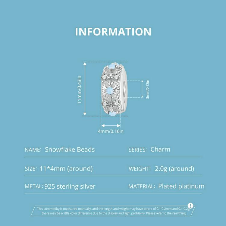 WOSTU 925 Sterling Silver Snowflake Charm Beads Ice Flower Pendant Fit Original Bracelet DIY Necklace Jewelry Making Gift
