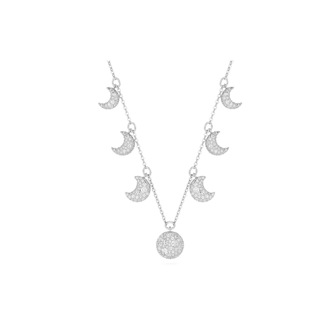 Swarovski Sublima Night Sky Moon Pendant Rhodium Plated Crystal Necklace Women necklace Silver 5666178 F,Silver