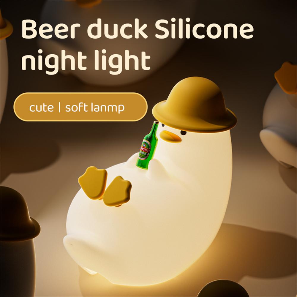 

A060 Beer Duck Silicone Night Light Eye Protection Timer Desktop Bedside Lamp A