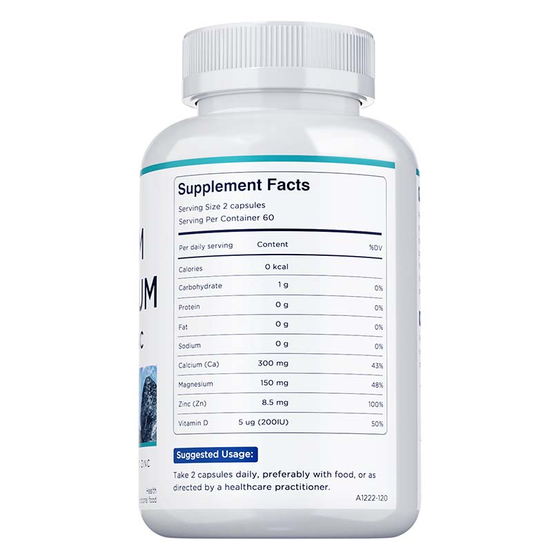 Magnesium, Calcium, Zinc, and Vitamin D Complex Nutritional Capsules: Minerals, Muscle Support, Strong Bones, Suitable for Adults