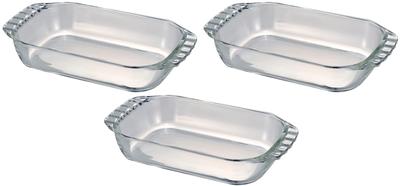Made In Japan Glass Toaster Dish 900ml BUONO Kitchen Set of 3 Clear Heat-resistant HTZ-90-BK