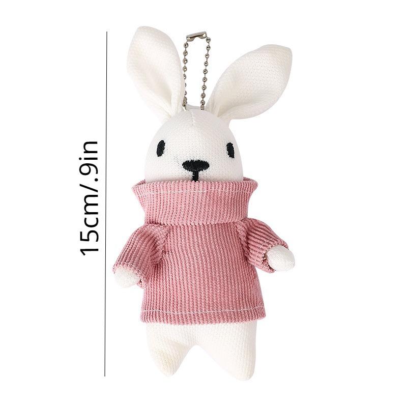1pc Sweater Bunny Keychain, Cute Cartoon Plush Pendant for Backpack, Soft Rabbit Doll Key Ring Gift for Girls, Purse Accessories