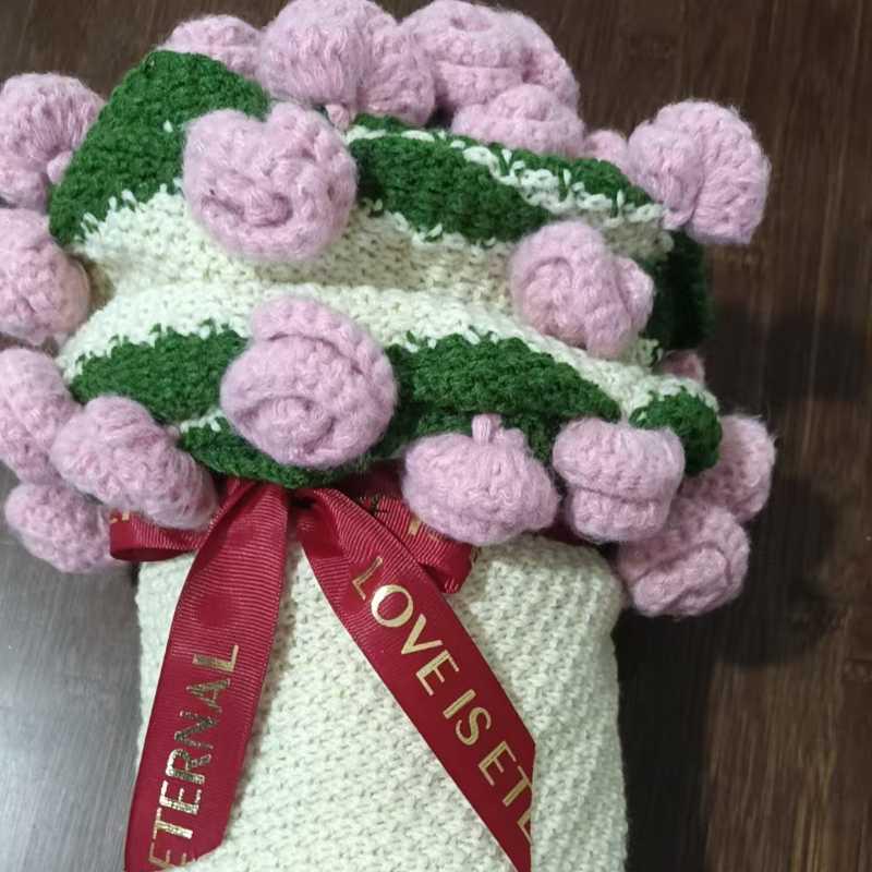 Handmade Rose and Lily Crochet Flower Blanket - Acrylic Yarn