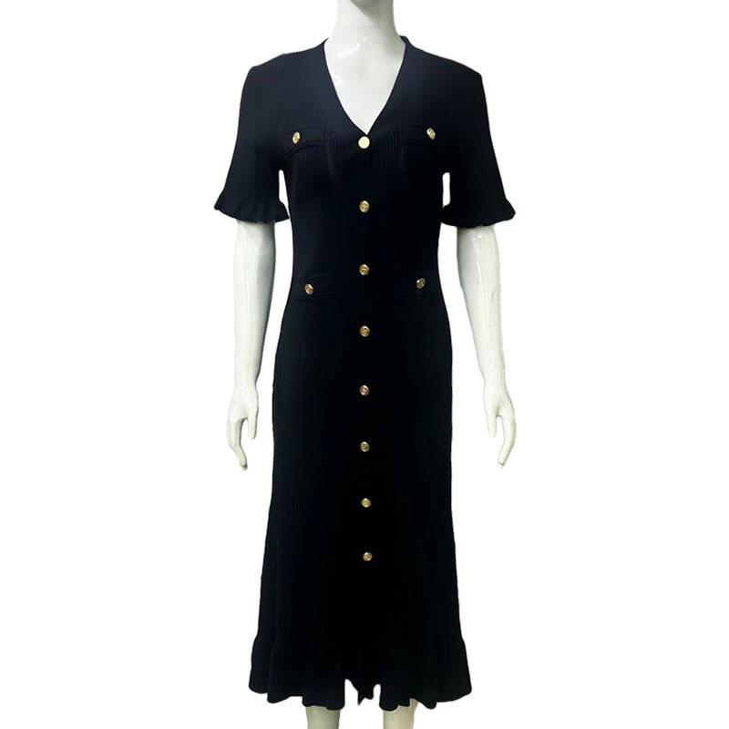 

Women s V-Neck Short-Sleeve Knit Slimming Ruffle Dress Small