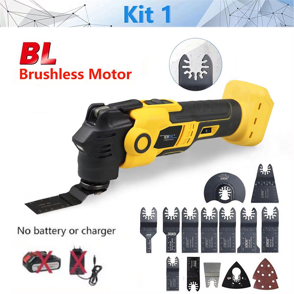 

NEWONE 18V Аккумуляторный осциллирующий инструмент, Антивибрационный, Регулируемая скорость Многофункциональная дрель, Реноватор жёлтый