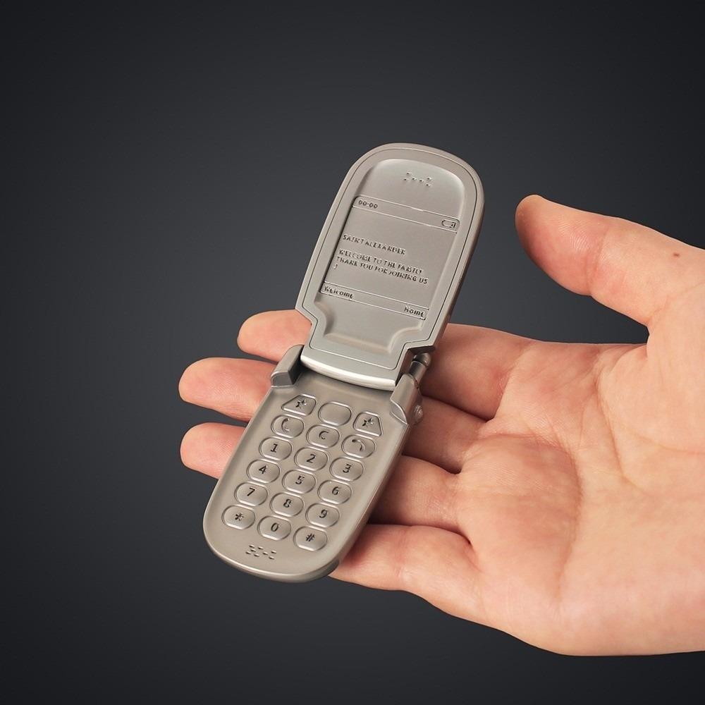 Zinc Zinc Alloy Mini Phone Model Pendant Retro Foldable Phone Shape Key Ring  Backpack Accessories
