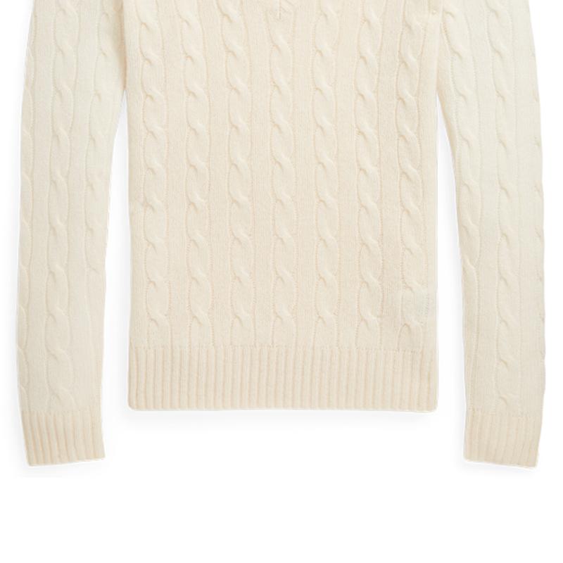 Polo Ralph Lauren Ss22 Solid Color Logo Embroidered V-Neck Long Sleeve Wool Sweater Women Sweater White WMPOSWENC020427-100