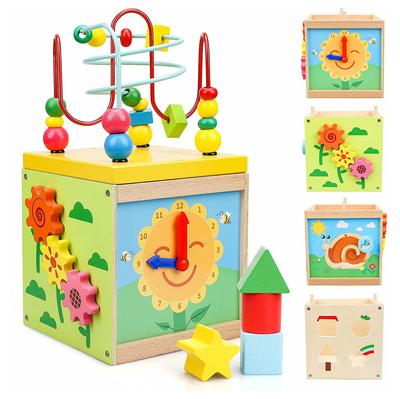 Wooden Baby Activity Cube for Toddlers 1-3,  Activity Cube Learning Toys, With Busy Cube Bead Maze Educational Toys for Baby Toys Gifts