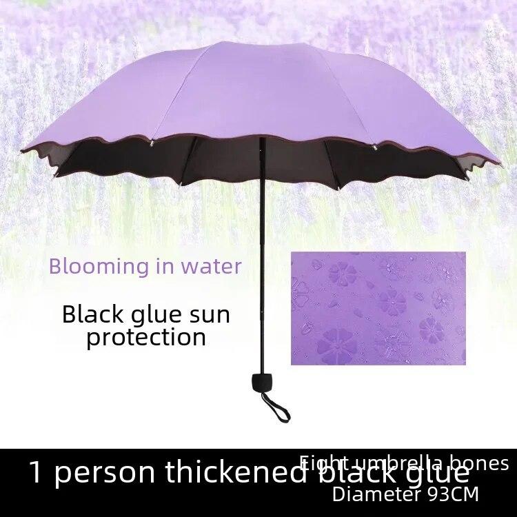 Women's Umbrella Sunshade Rain Sun Dual Purpose Thickened Black Glue Sunshade Umbrella Foldable Fold Uv Protection