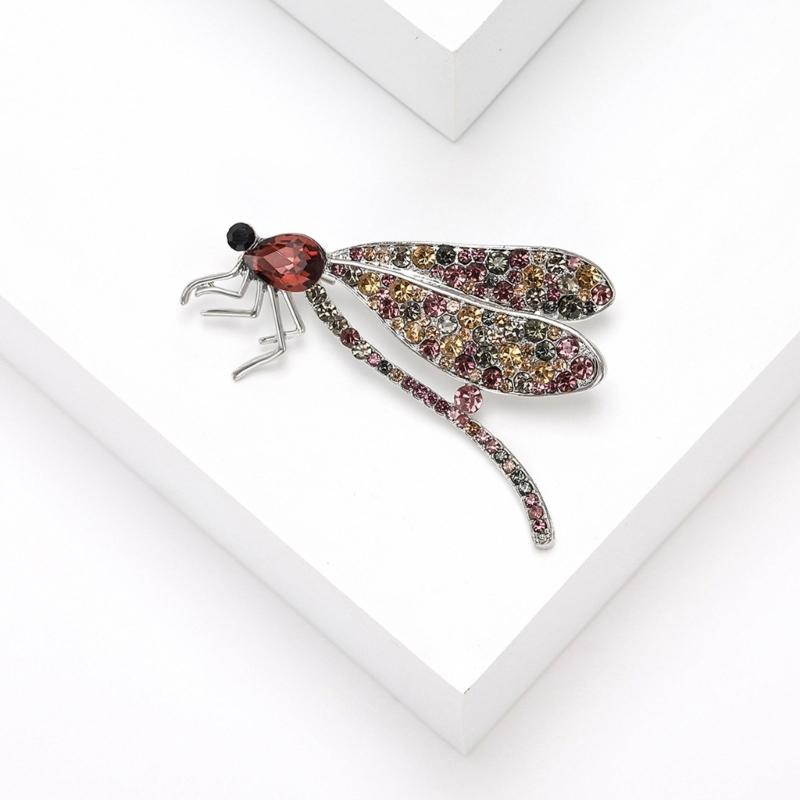 Exquisite Alloy Dragonflies Brooch Featuring Rhinestones Fashion Elegant Brooch Alloy Texture for Adding Sophistication