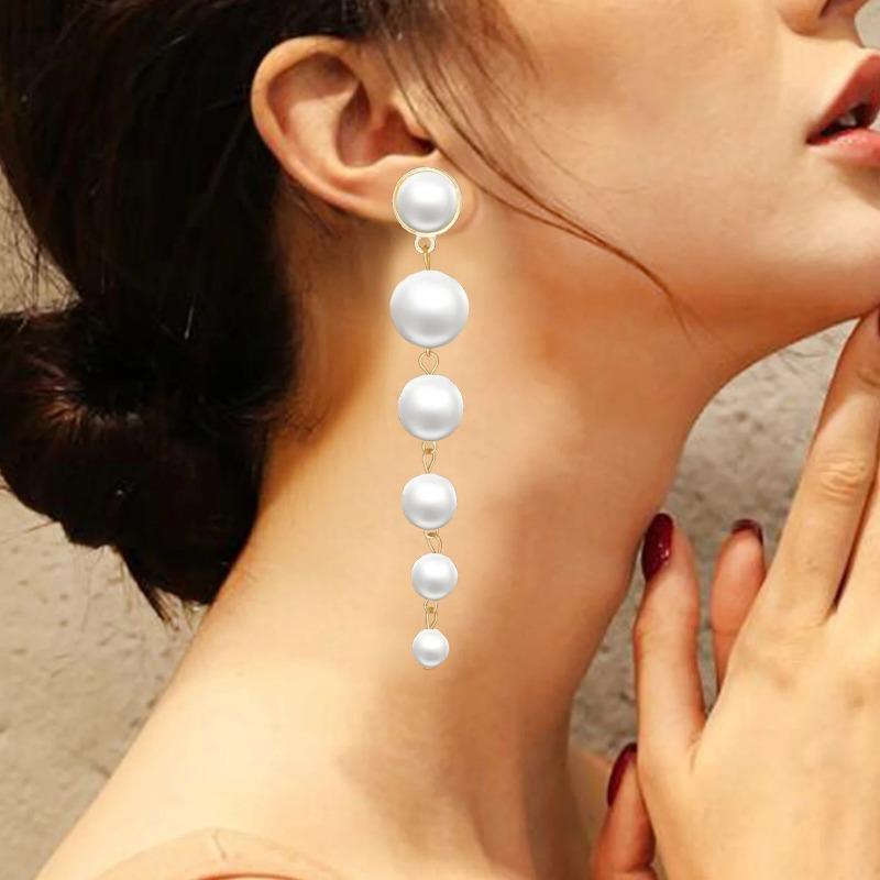 Earrings for Women French Retro Simple Pearl Earrings Temperament Long Tassel Earrings Fashion Jewelry Wholesale