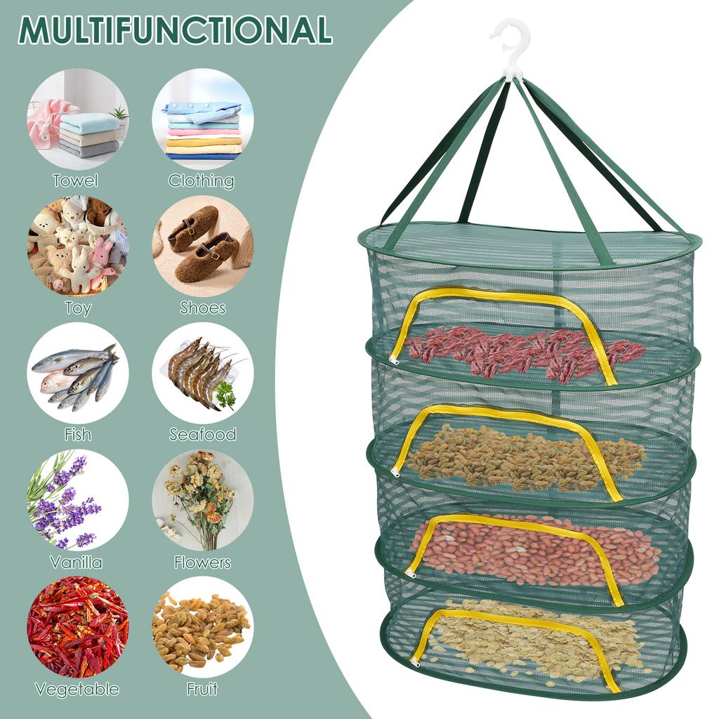 4/6 Layer Folding Food Herbs Drying Net Drying Rack Breathable Hanging Mesh Basket Flowers Buds Plants Flowers Buds Dryer