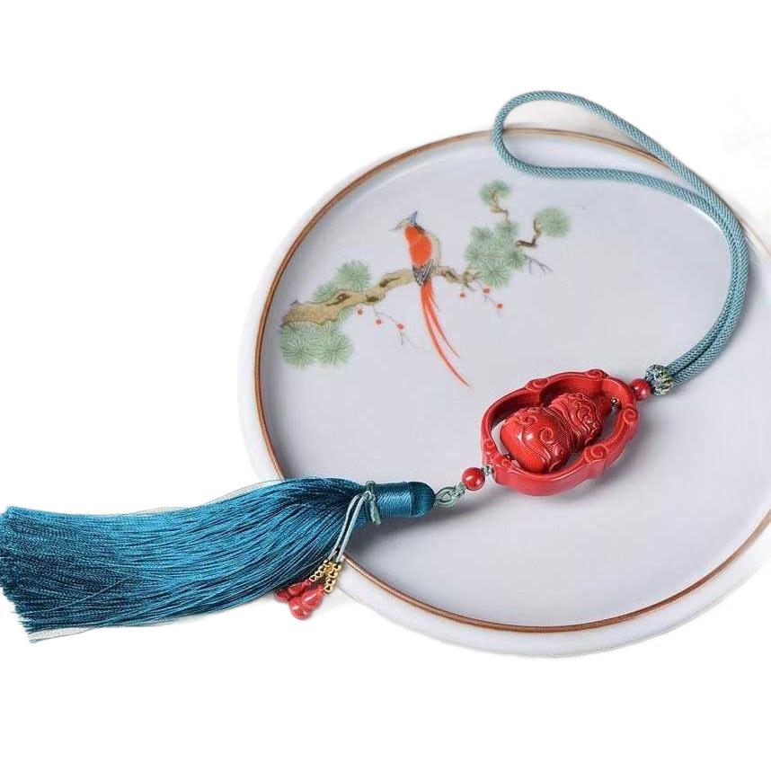 Cinnabar Sand Gourd Rearview Mirror Pendant for Cars