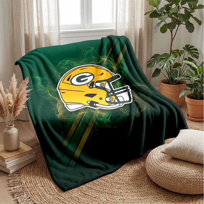 Green Bay Packers Flannel Fleece Blanket Cozy Warm Throw Blanket For Couch Bed Travel All Season Use