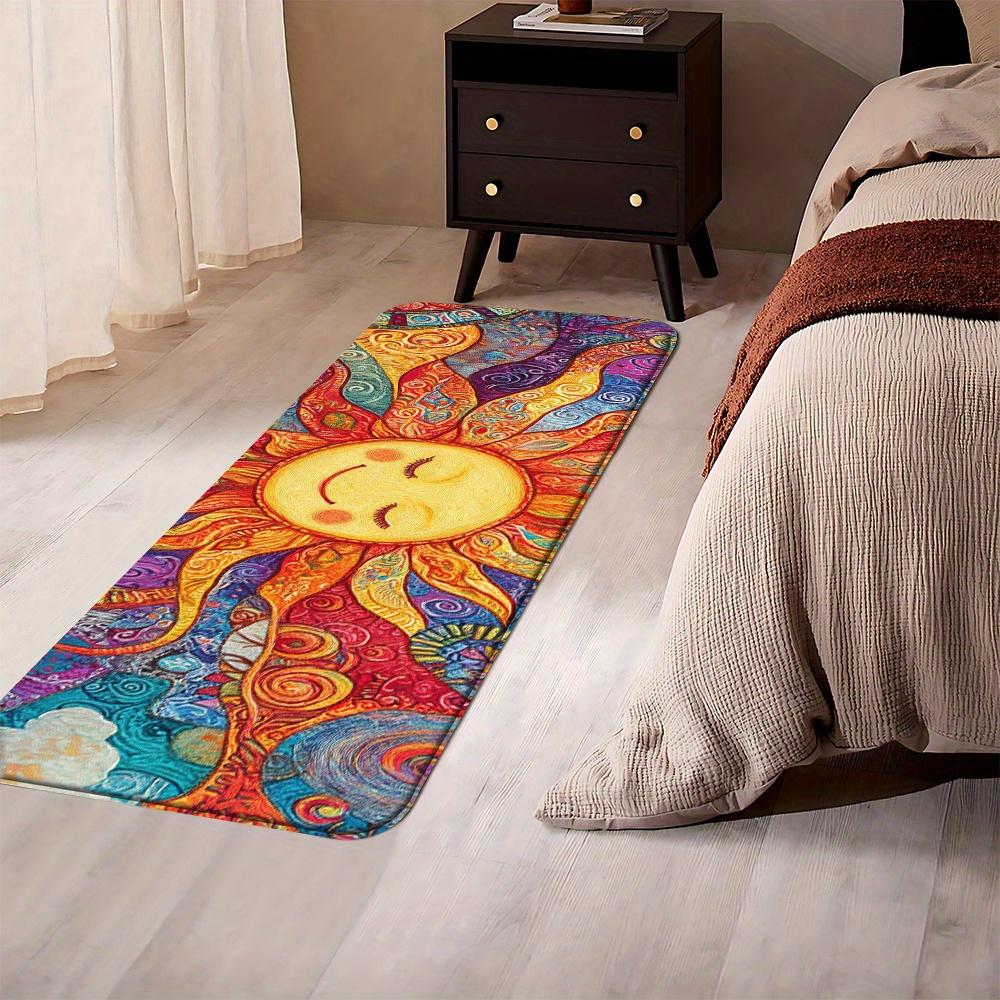 1Pcs Bohemian Sun Totem Runner Mat Vibrant Mandala Design with Multicolor Boho Patterns Washable Washable Area Mat for Kitchen Hallway Living Room