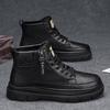 New Men's Mid-High Top Boots Round-toe Cycling Shoes Casual Work Fashi Outdoor N-slip Trendy Versatile Business Leather Shoe