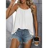 Plus Size Women Solid Color Loose Pleated Cami Tank Top