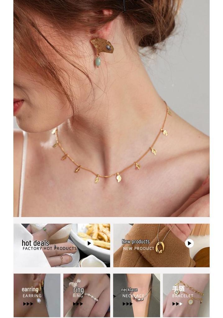 Classic Four-Leaf Clover Titanium Necklace with 18K Gold Plating - Niche, Luxurious Clavicle Chain Design