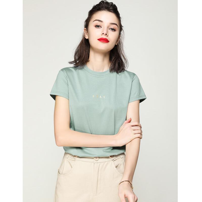 Bailuyu Women's Cotton Letter Print Short Sleeve T-Shirt