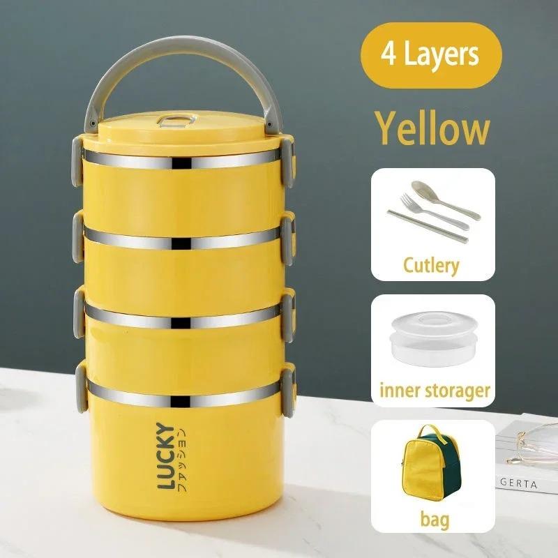 1/2/3/4-lagige tragbare Lunchbox Thermo-Isolierung Bento Thermosbehälter Bento-Tasche Speisenwärmer für Kinder Lebensmittelbehälter