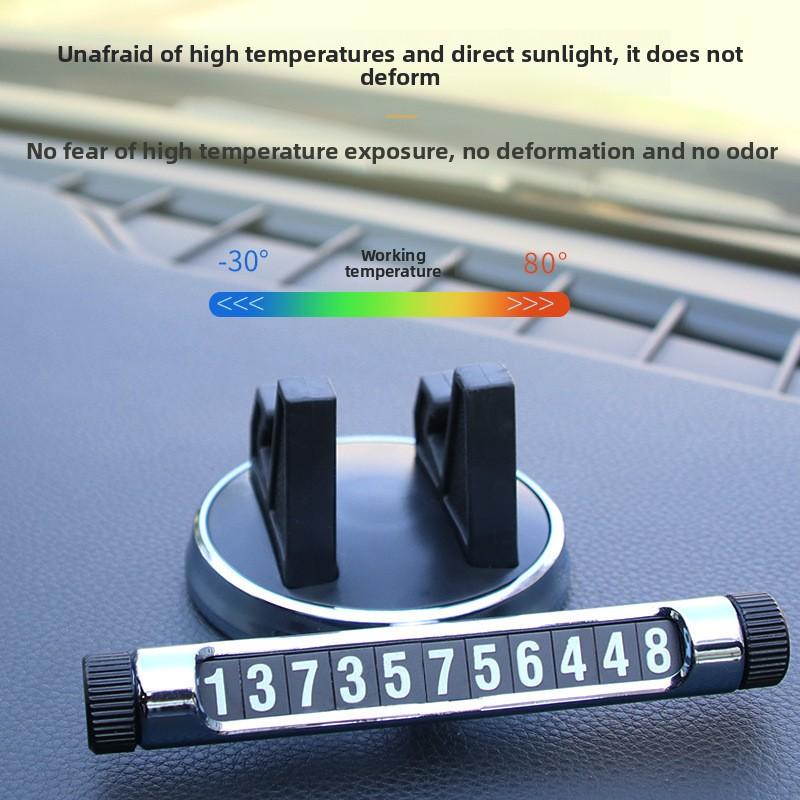 Multifunction 360 Rotatable 2-in-1 Car Phone Holder Aromatherapy ABS Material Temporary Parking Number Plate Dashboard Mount